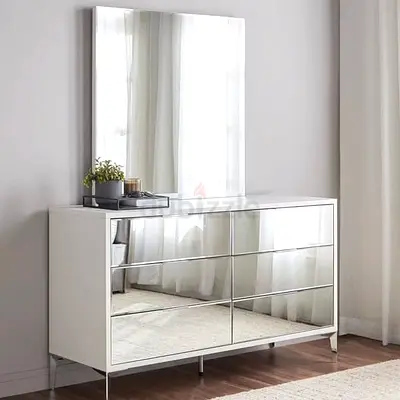 Vista 6-Drawer Dresser -Makeup with Large Mirror