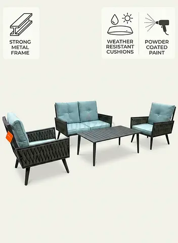 4-piece Outdoor Patio Lounge Set with Weather-Resistant Cushions, sun proof , washable cusions