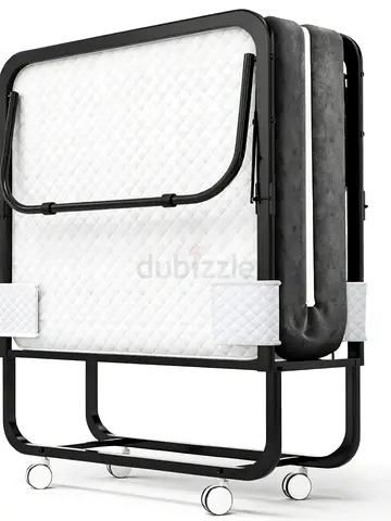 Foldable Rolling Guest Bed / Folding Mattress on Frame - Like New