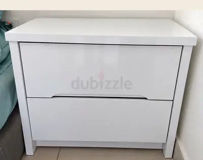 Pair of white gloss bedside tables - 2 drawers each