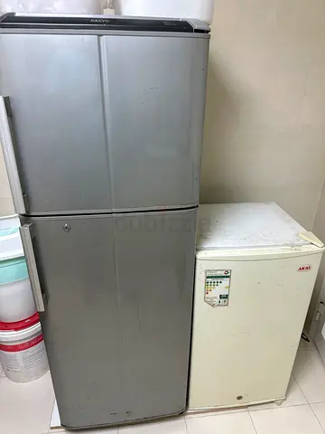 Used double-door refrigerator (silver) + small freezer - working condition