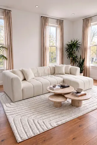 Modern Curved Sofa with Low Back - Home Kode Marisa Stone Ivory — Unopened Condition Brand New