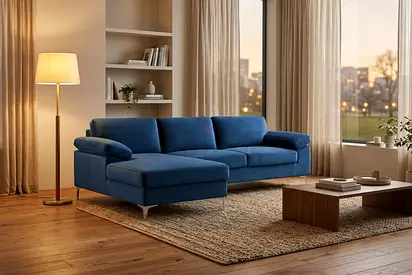 Blue L-shaped Sectional Sofa