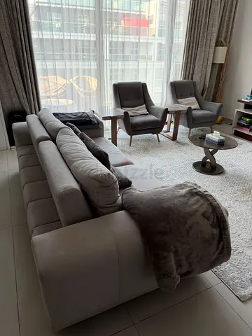 Al Huzaifa Sofa Set with 2 Side Stools & Coffee Table