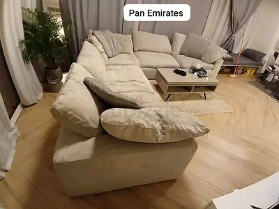 5 piece pan Emirates Pianca corner feather filled sofa