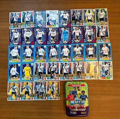 Tottenham Hotspur Topps Match Attax Cards Lot (35 Cards with Collector's Tin)