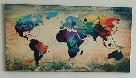 Colorful World Map Canvas Wall Art - 100 x 50 cm