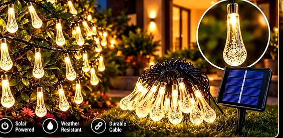Solar LED String Lights - Vintage Bulb Warm White, Weather Resistant 3m long prices 30