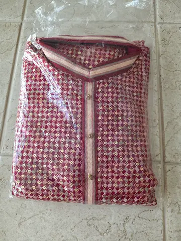 Men's traditional embroidered kurta - new, folded