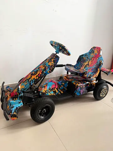 Electric Go-Kart for Kids — Colorful Splash Design, Good Condition