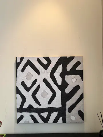 Black and white abstract canvas wall art (square)