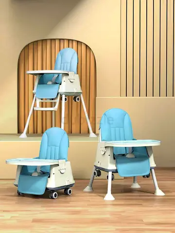 3-in-1 Adjustable Baby High Chair - Convertible to Booster and Floor Seat (Blue)