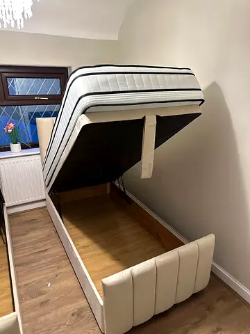 New beige colour 90*200 single size hydraulic storage Bed