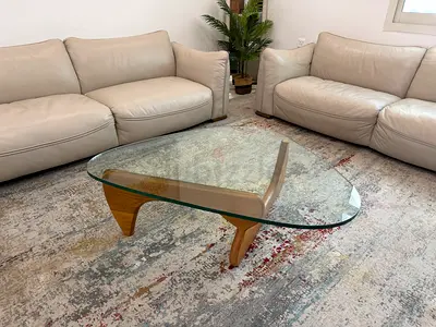 Glass Top Wooden Base Coffee Table