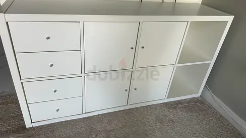 IKEA KALLAX White storage cabinet with drawers and cubbies - excellent condition