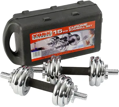 15KG CHROME DUMBBELL SET-@