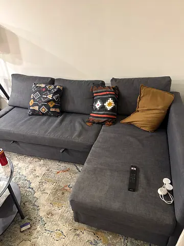 Grey L-shaped Corner Sofa bed and storage
