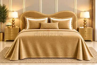 New King Size bed Velvet Bed with good storage bed - Elegant Beige modern design king bed