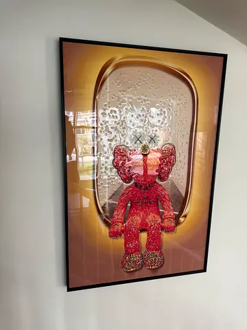 Framed Contemporary Art Print — Red Abstract Figure, Large