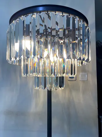 Two Marina Crystal prism floor lamp with dark metal frame -