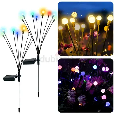 Solar LED Garden Stake Lights - 6LED Colorful Flower Spike RGB+ ww