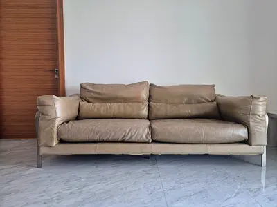 Green Leather Sofa from Marina Furniture