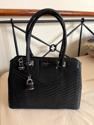 Black Guess Logo Tote Bag with Double Handles - excellent condition