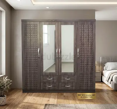 4-Door Wardrobe with Mirrors in Sonoma Oak