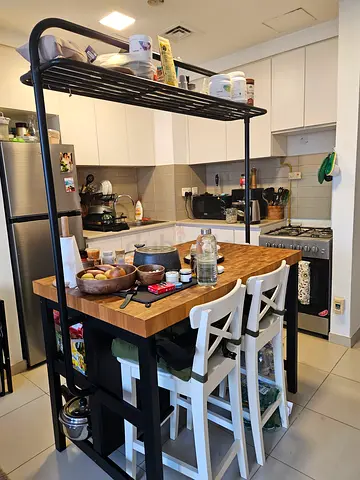 IKEA Kitchen island with wooden top and 4 stools