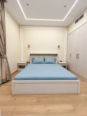 Light Wood Double Bed with Headboard and Matching Nightstands - Good Condition