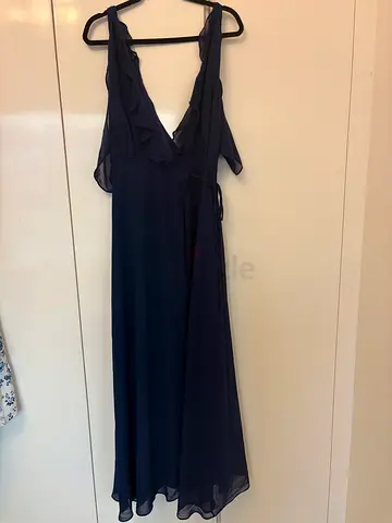 Navy chiffon evening dress