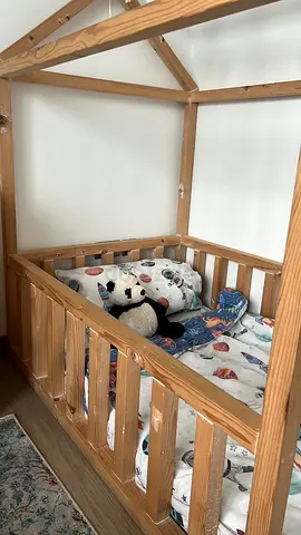 Wooden Mudkitchen Toddler Bed with Canopy incl. Ikea Mattress