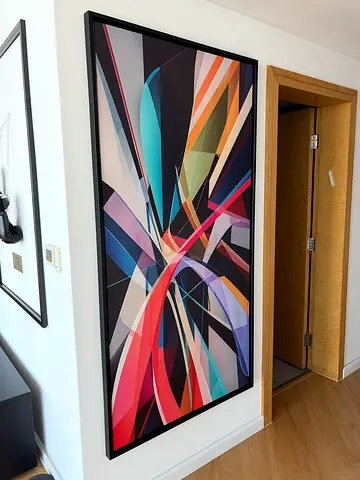 Large Framed Abstract Geometric Wall Art Print - Modern Design 1x2M approx